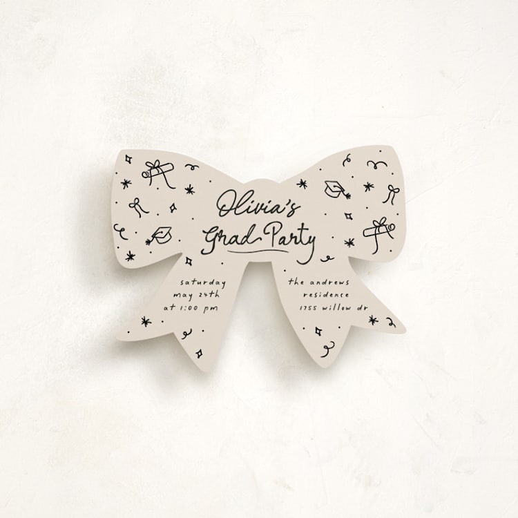 "Illustrated Grad" - Novelty Enclosure Cards in Onyx by Ashley Iwafuchi - Front