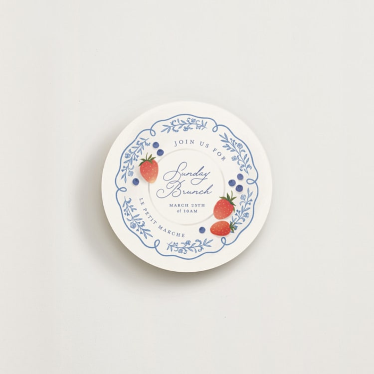 "Brunch Plate" - Novelty Enclosure Cards in Royal Blue by Paper Raven Co. - Front