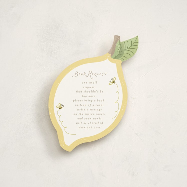 "Little Bees Book Request" - Novelty Enclosure Cards in Lemon by Jennifer Holbrook - Front