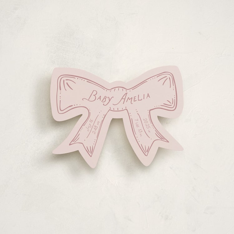 "Bow Birth Stats" - Novelty Enclosure Cards in Ballet Slipper by Amy Payne - Front