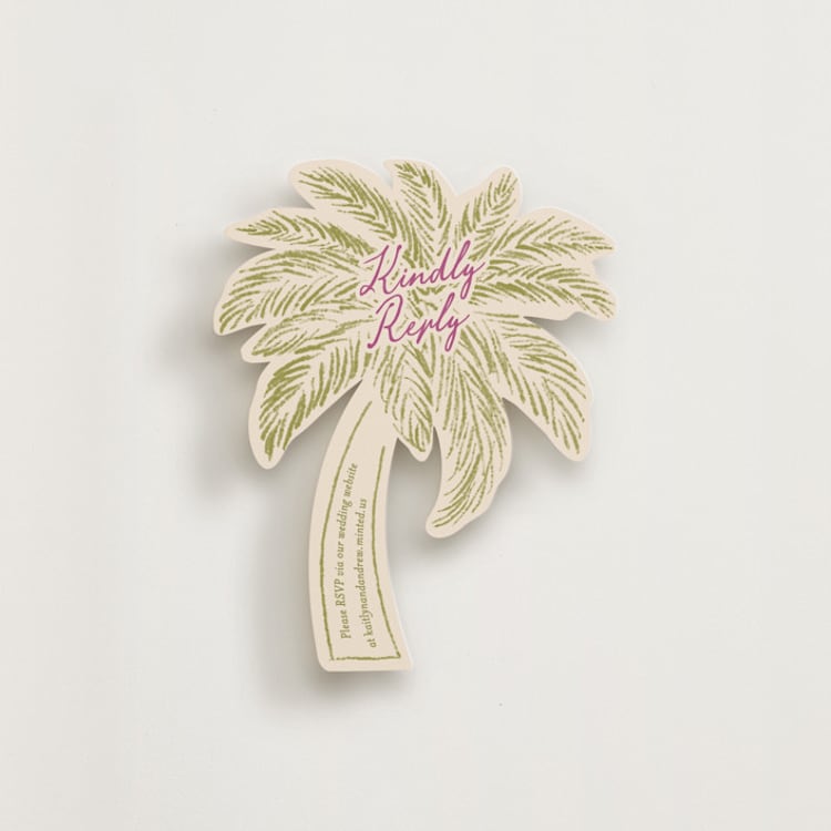 "Palm Tree Sketch" - Novelty Enclosure Cards in Olive by Owl and Toad - Front