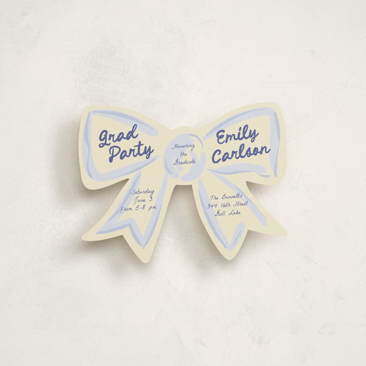 "Grad Party Bow" - Novelty Enclosure Cards in Bluebell by Pixel and Hank - Front