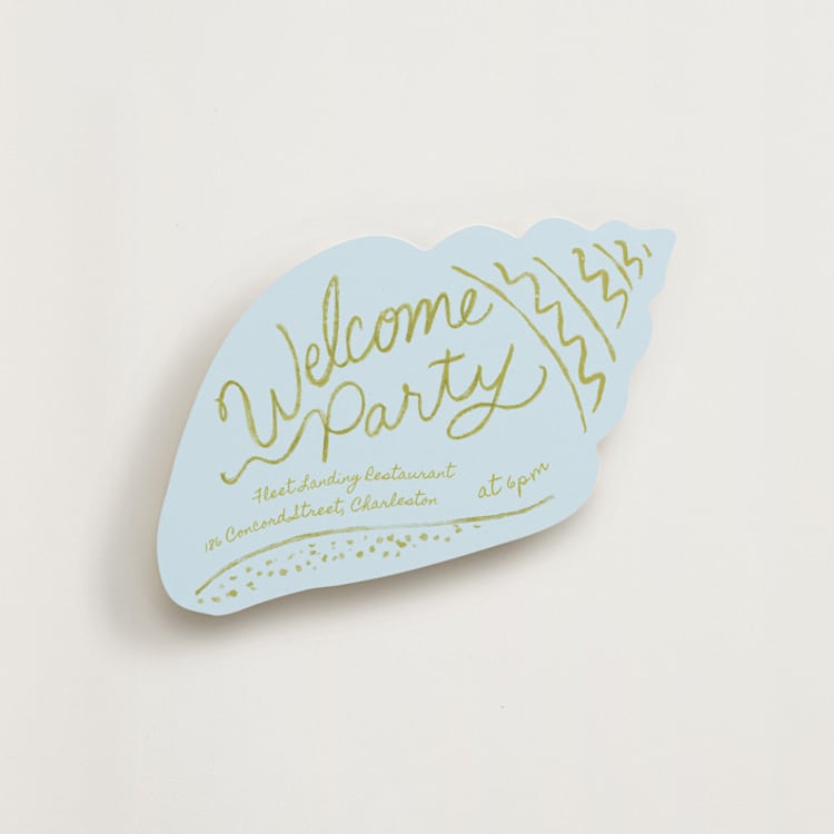 "Shoreline Shell" - Novelty Enclosure Cards in Seafoam by Inkblot Design - Front