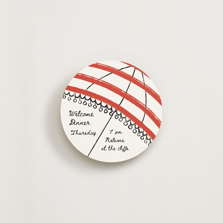 "Striped Umbrella" - Novelty Enclosure Cards in Rose by Becky Nimoy - Front