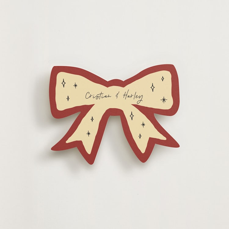 "Whimsical Bow" - Novelty Enclosure Cards in Velvet Red by Zove Ahhh - Front