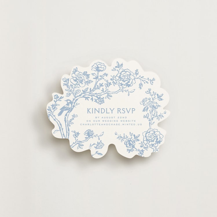 "Classic Toile" - Novelty Enclosure Cards in Periwinkle by Jenna Holcomb - Front