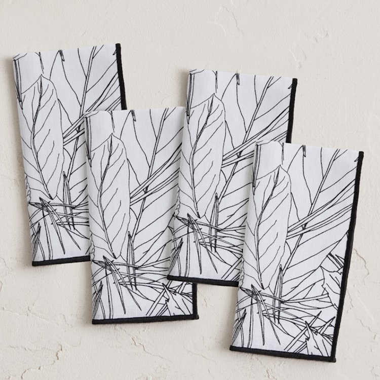 "Fallen Leaves" - Napkins in Silk by Catilustre - Napkins, Set of 4