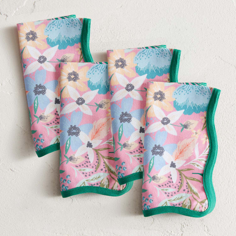 "Jungle Florals" - Napkins in Blush by Alethea and Ruth - Napkins, Set of 4