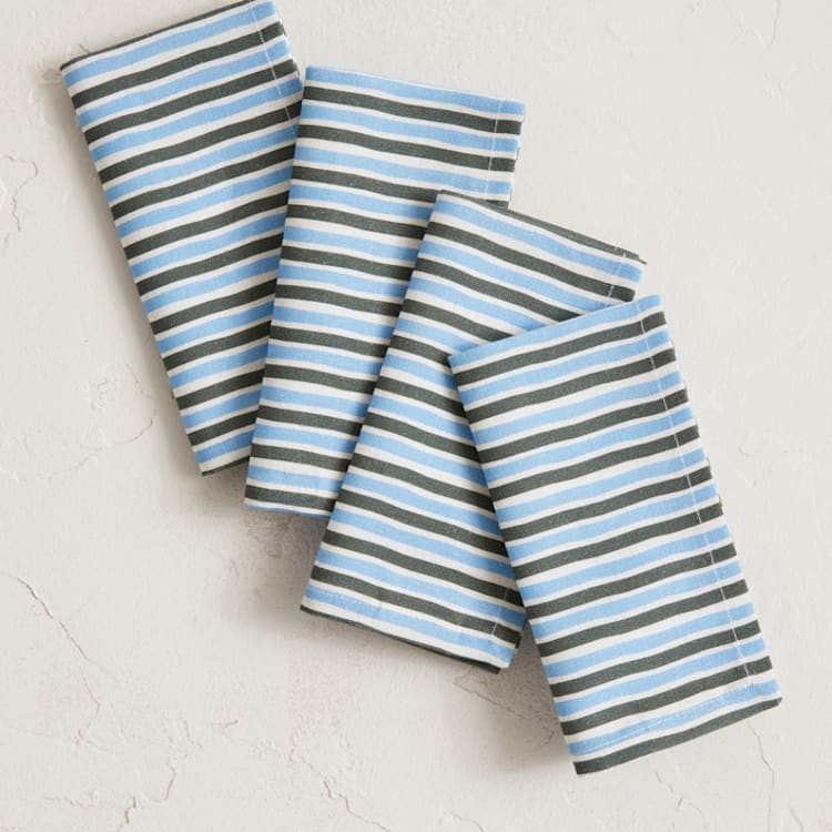 "Linear Duo" - Napkins in Seaside by Creo Study - Napkins, Set of 4