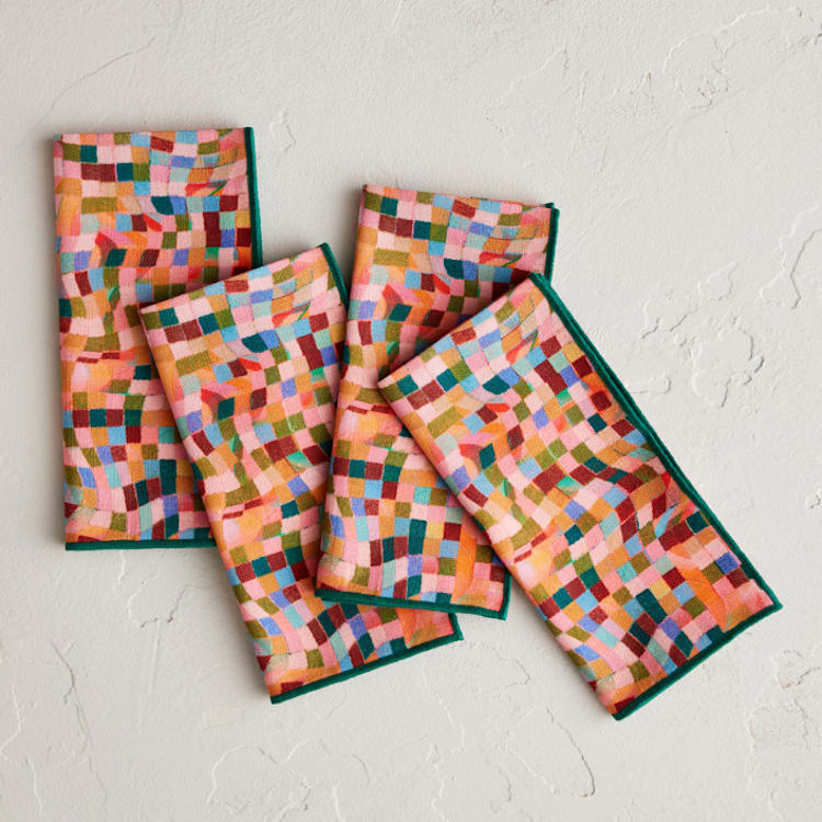 "Good Things Take Time" - Napkins in Vibrant by Kimberly Young - Napkins, Set of 4