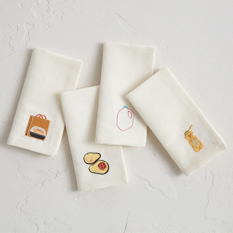 "Food" - Napkins in Linen by Elliot Stokes - Napkins, Set of 4