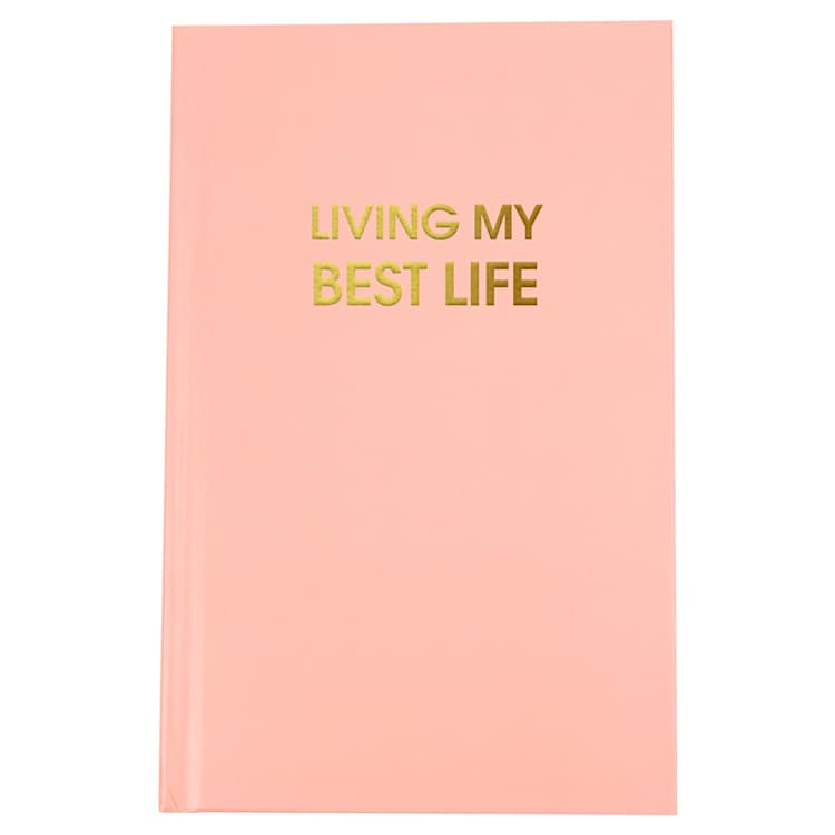 "Living My Best Life - Bellini Pink Hardcover Journal" - Notebook in pink by Chez Gagné