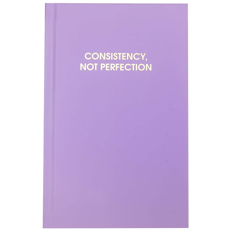 "Consistency Not Perfection - Lilac Hardcover Journal" - Notebook in purple by Chez Gagné