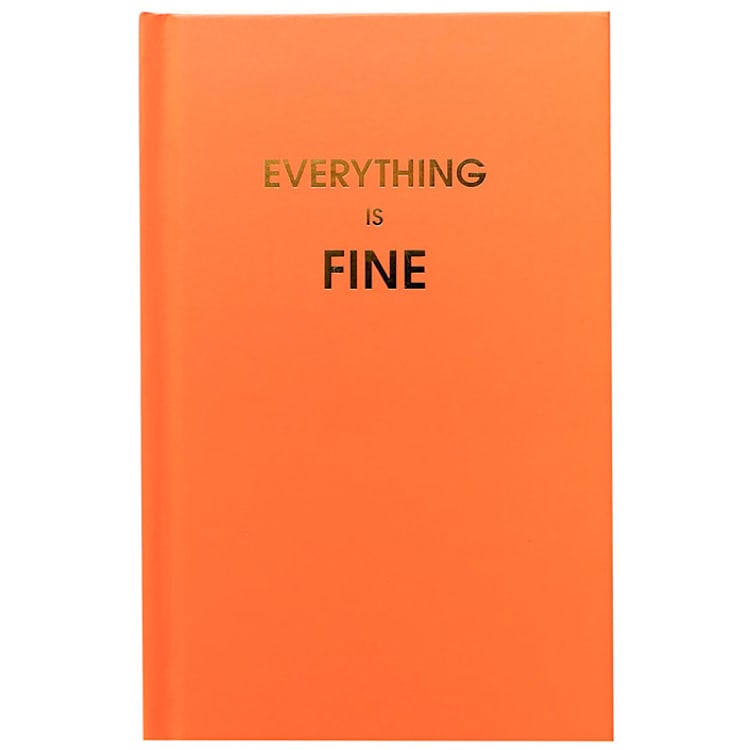 "Everything is Fine - Neon Red Hardcover Journal" - Notebook in red by Chez Gagné
