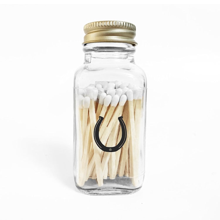 "Lucky Horseshoe 2" White Match Jar" - Notebook in gold by Jessica Cunningham