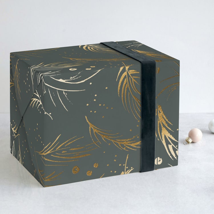 "Luxe branches" - Wrapping Paper in grey by Lucrecia Caporale - Front