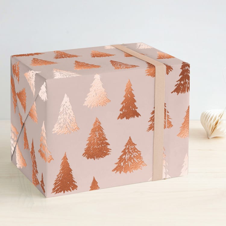 "Gilded Forest" - Wrapping Paper in Pink by Rebecca Rueth - Front