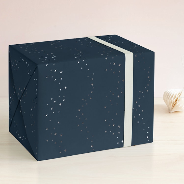 "Shimmer stars" - Wrapping Paper in Night Sky by Lea Delaveris - Front