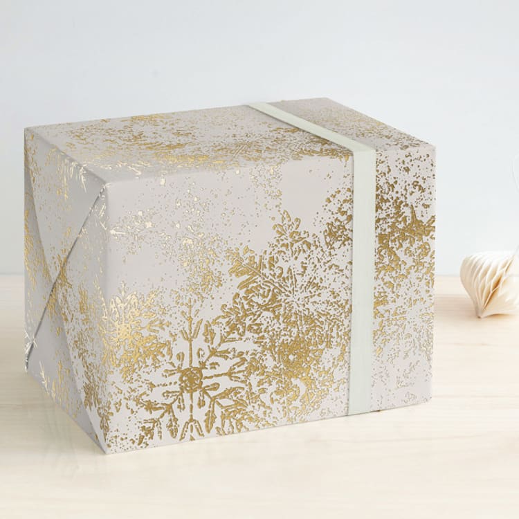 "Snow Flurries" - Wrapping Paper in snow by Leah Bisch - Front