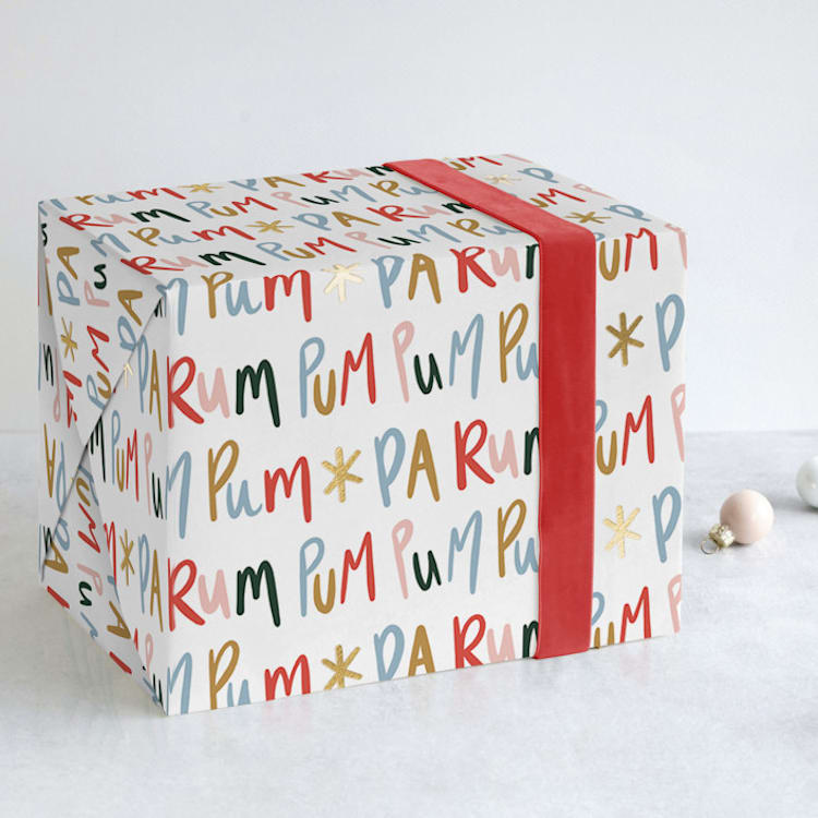 "pa rum wrap" - Wrapping Paper in Sugar Plum by Angela Garrick - Front