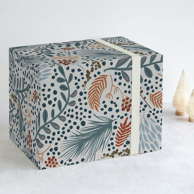 "Winter berry in Frost" - Wrapping Paper in Mist by Nina Leth - Front