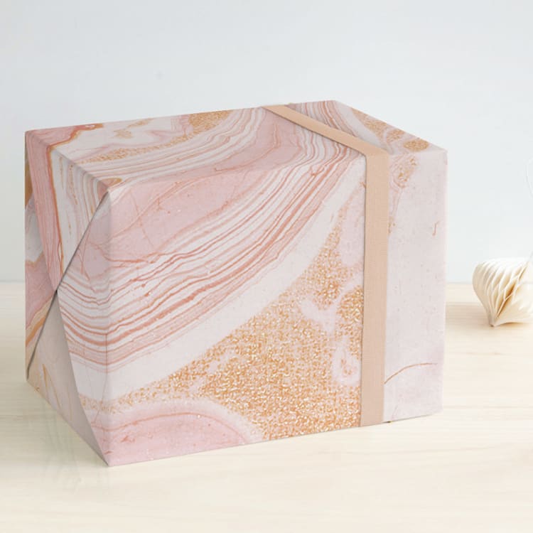 "Modern Marble" - Wrapping Paper in Rose by kelli hall - Front