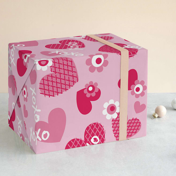 "XOXO" - Wrapping Paper in Fuchsia by Mandy Rider - Front