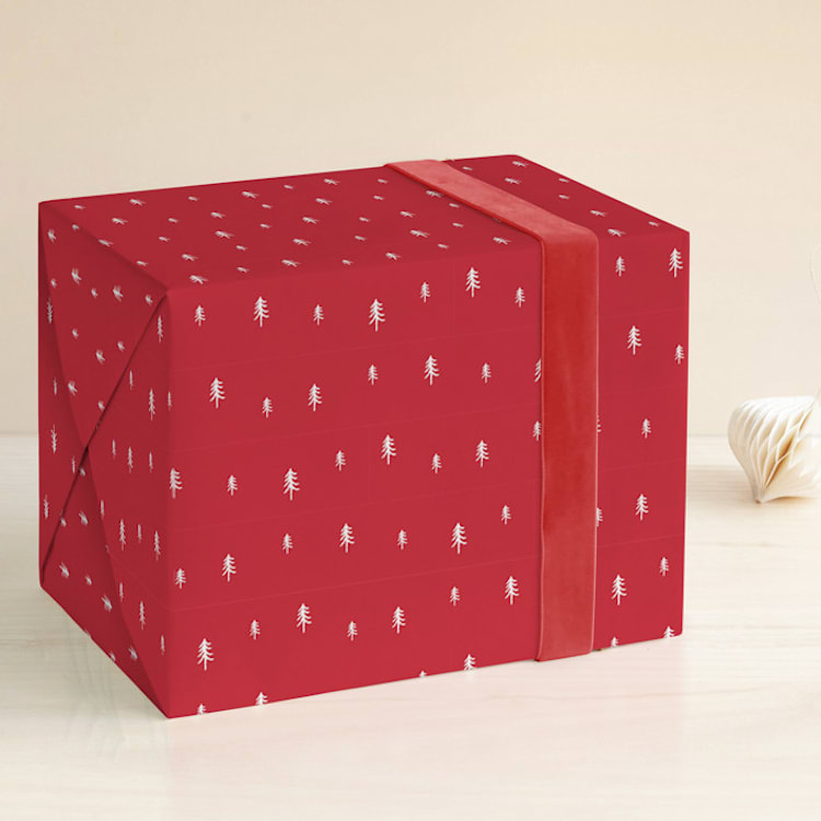"Tree Grid" - Wrapping Paper in Holly by Annie Shapiro - Front