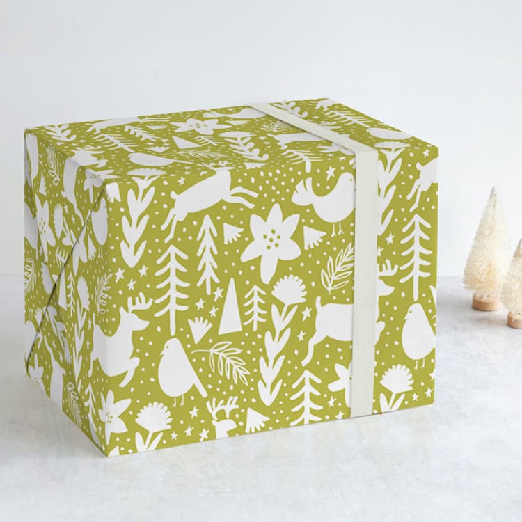 "Scandi Holiday" - Wrapping Paper in Artichoke by Beth Schneider - Front