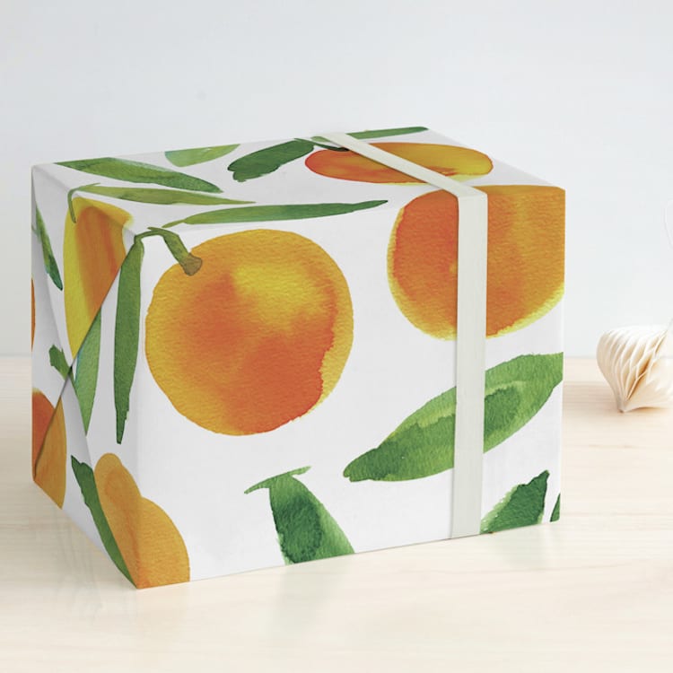 "Sweet oranges" - Wrapping Paper in Orange by Alexandra Dzh - Front