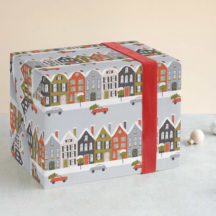 "Christmastime in the City" - Wrapping Paper in Frost by Ekko Studio - Front