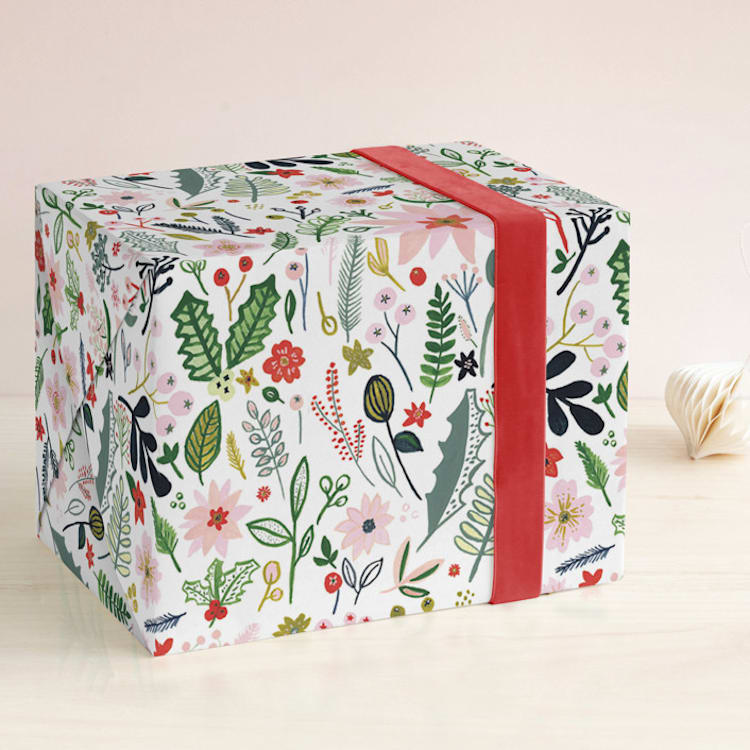 "Poinsettia Pretty In Pink" - Wrapping Paper in Winter Garden by Erika Firm - Front