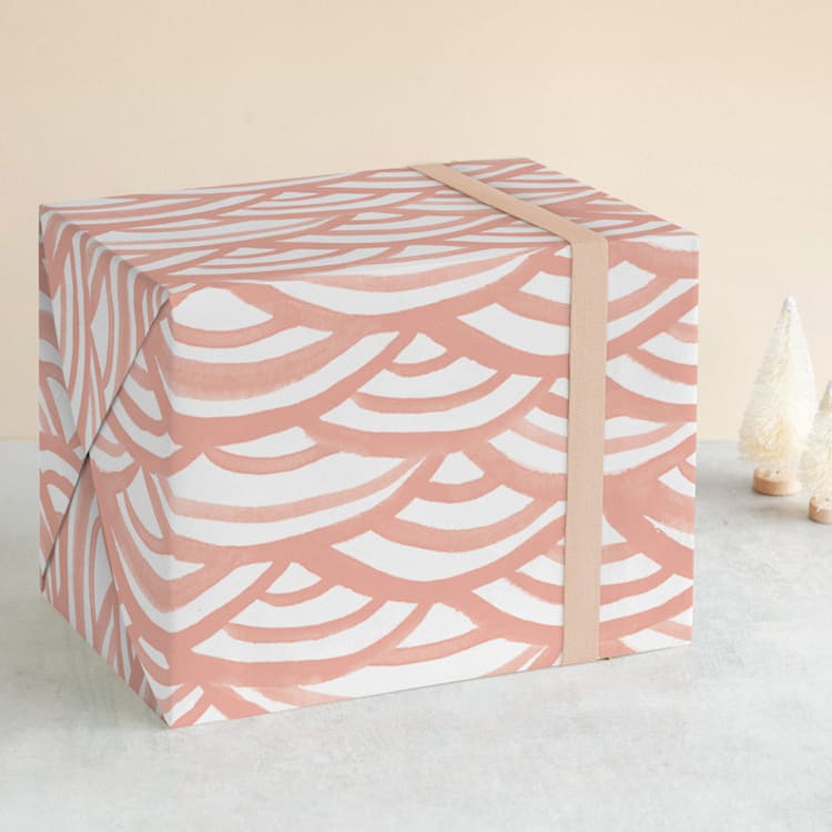 "Watercolor Bunting" - Wrapping Paper in Salmon by Liz Conley - Front