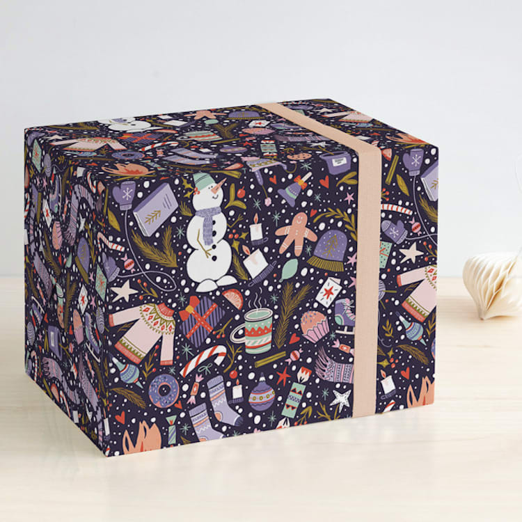 "favorite winter things" - Wrapping Paper in White by Anastasia Makarova - Front