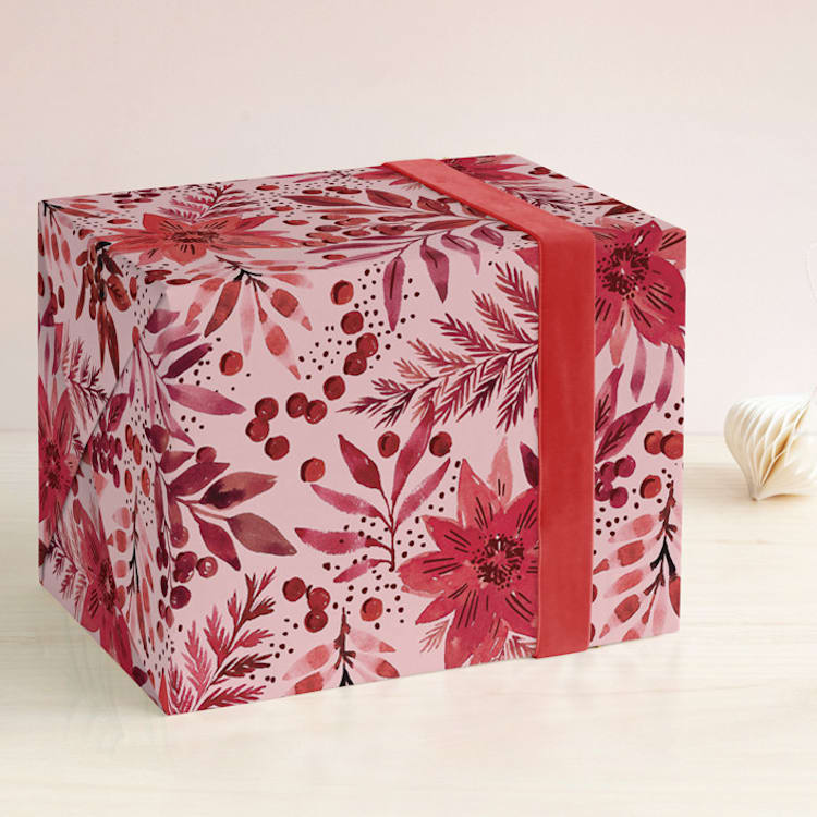 "Painted Poinsettia" - Wrapping Paper in Poinsettia by Alethea and Ruth - Front