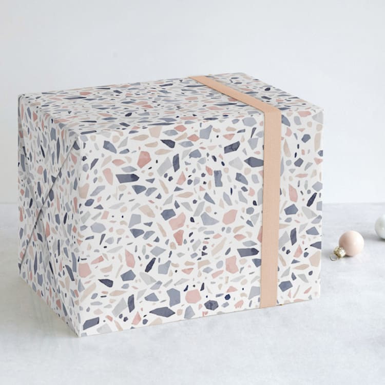 "Modern Terrazzo" - Wrapping Paper in Blush Sky by Kanika Mathur - Front