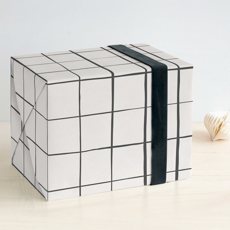 "Montauk" - Wrapping Paper in Charcoal by Carolyn Nicks - Front