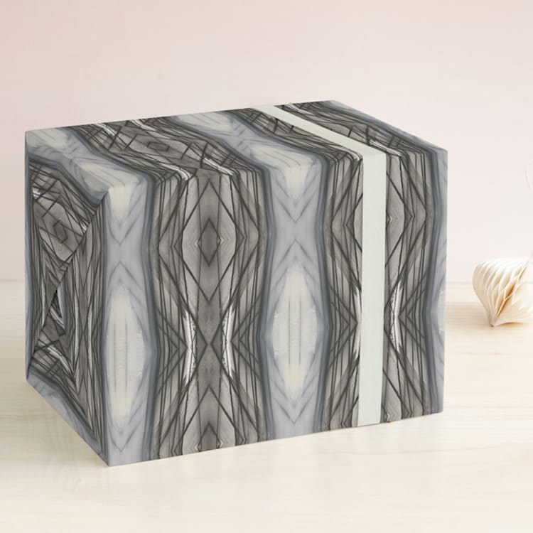 "Ikat Stripe" - Wrapping Paper in Stone by Angela Simeone - Front