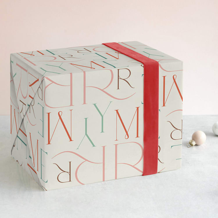 "Merry Stack" - Wrapping Paper in Eggnog by Ana Sharpe - Front