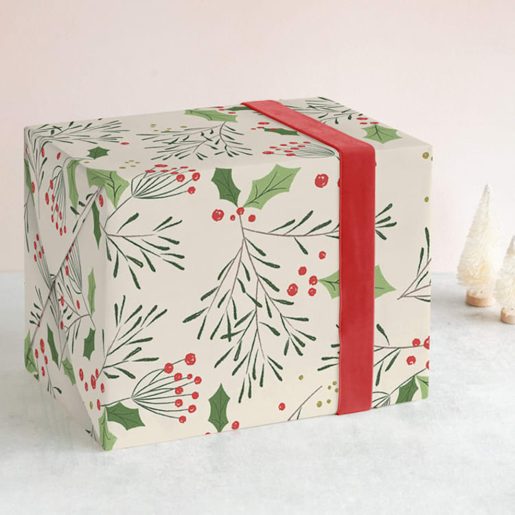 "Yuletide Sprigs" - Wrapping Paper in Balsam Fir by Kiersten Garner - Front