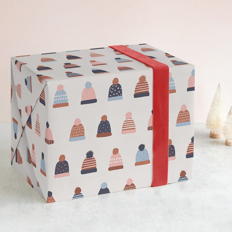 "Pom-Poms" - Wrapping Paper in Blueberry Pie by Efrat Ofek - Front