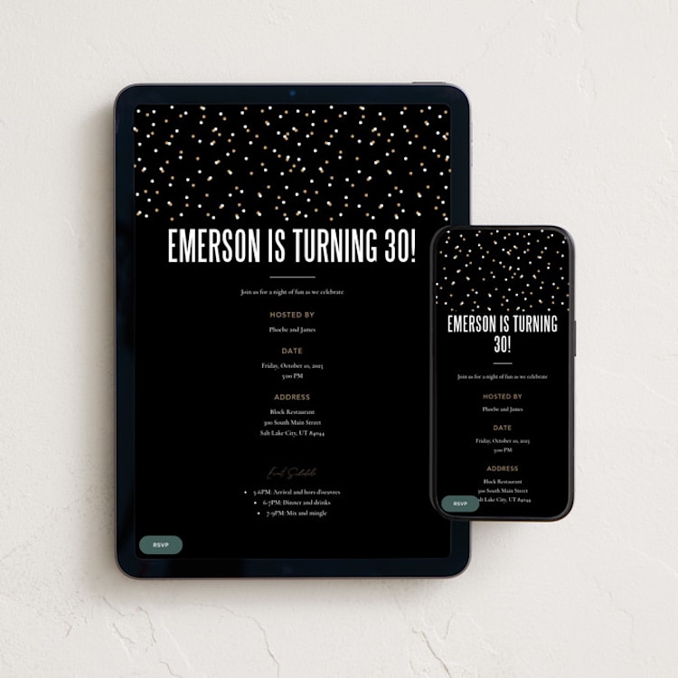 "Statement" - Online Birthday Invitations in Onyx by Robert and Stella - Mobile + desktop layout