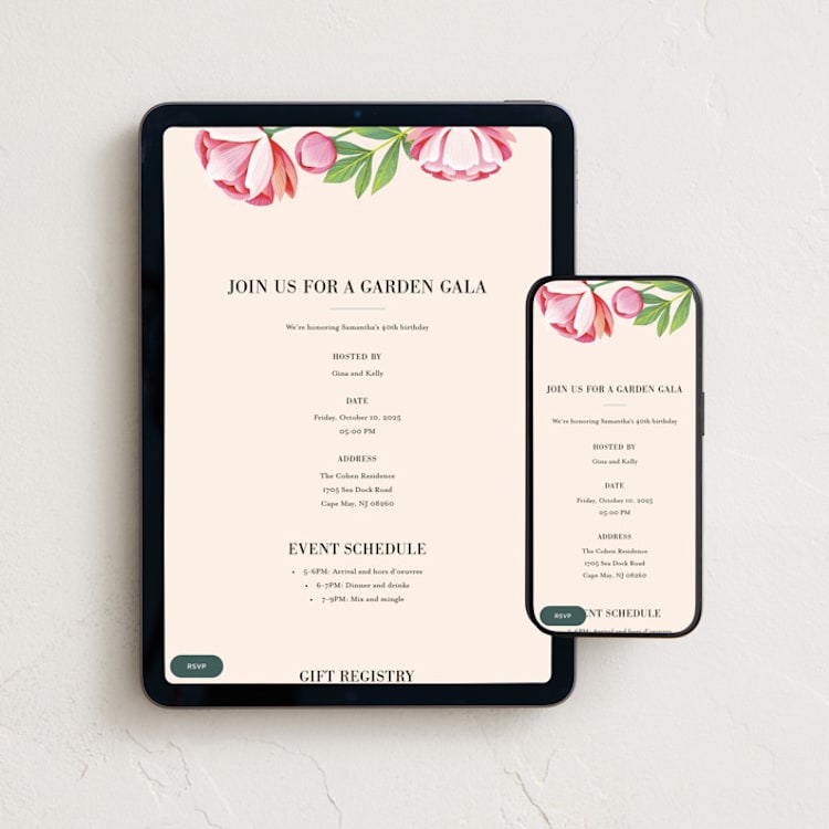 "A Garden Gala" - Online Birthday Invitations in Cream by Laura Moyer - Mobile + desktop layout