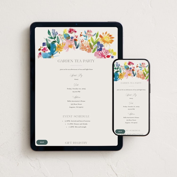 "Garden Tea" - Online Birthday Invitations in Garden by Lori Wemple - Mobile + desktop layout