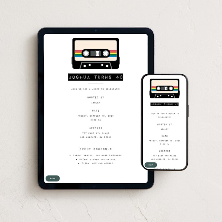 "Remix" - Online Birthday Invitations in ACDC by Hudson meet Rose - Mobile + desktop layout