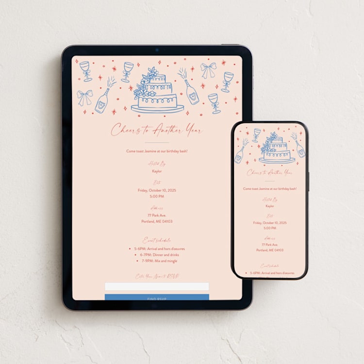"Couple Cheers" - Online Birthday Invitations in Candy by Elly - Mobile + desktop layout