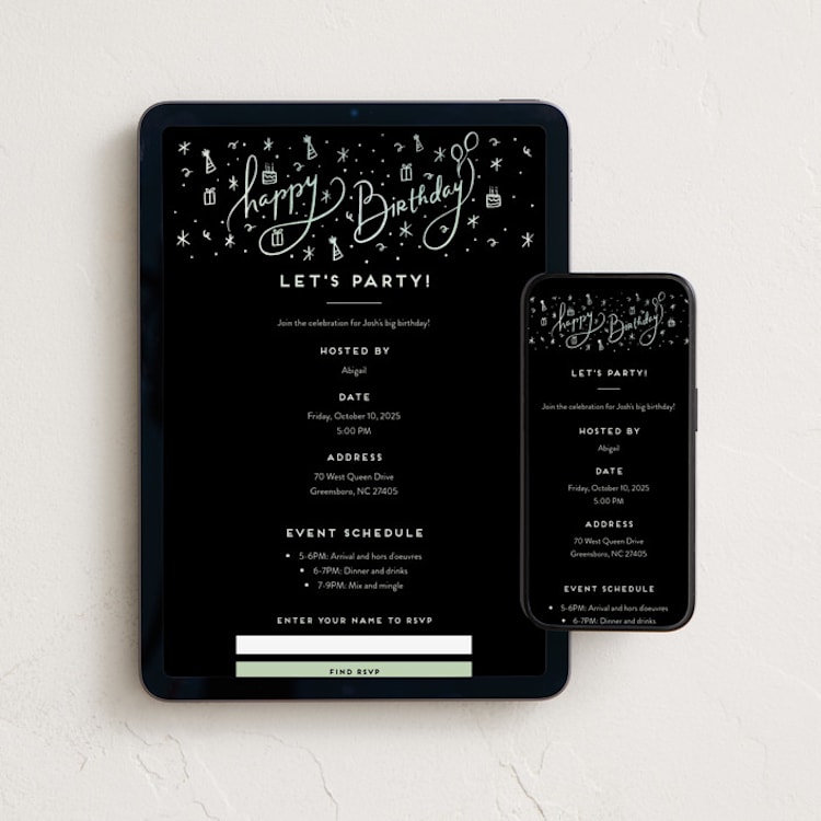 "bourbon" - Online Birthday Invitations in Midnight by chocomocacino - Mobile + desktop layout