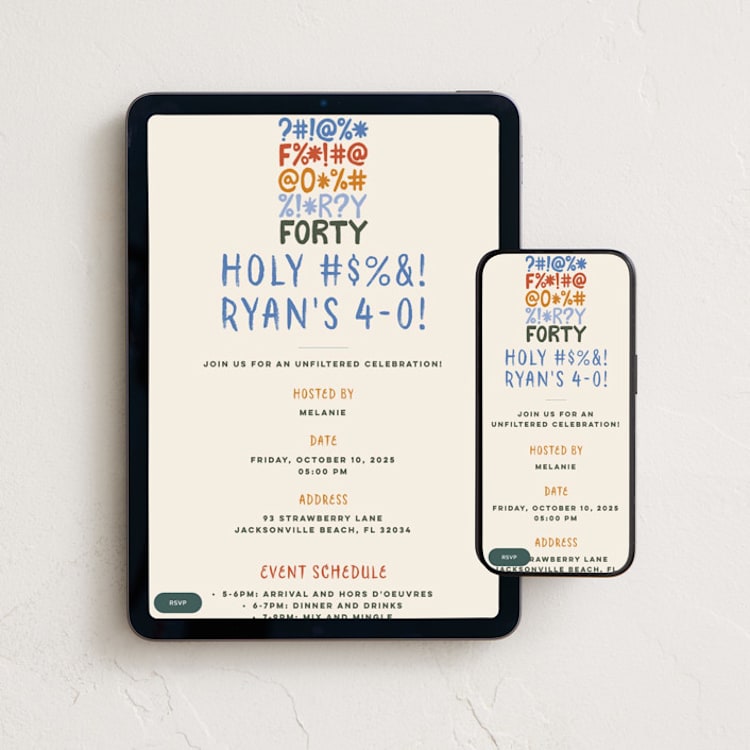 "F is for Forty" - Online Birthday Invitations in Eggshell by 2birdstone - Mobile + desktop layout