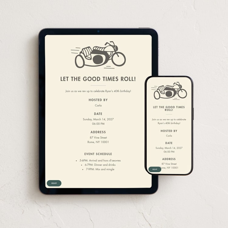 "ride" - Online Birthday Invitations in Linen by Tennie and Co. - Mobile + desktop layout