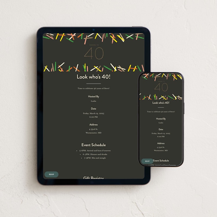 "Happy 40th Birthday!" - Online Birthday Invitations in Bright Mix by Oscar and Emma - Karly Depew - Mobile + desktop layout